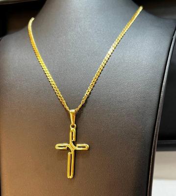 14 k gold chain cross pendant 24 in