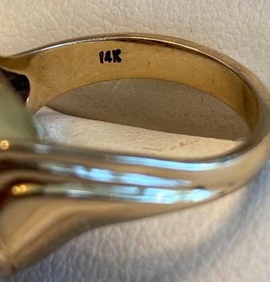 14 k gold diamond opal ring size 7.25