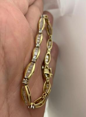 14 k gold diamond bracelet 7 in