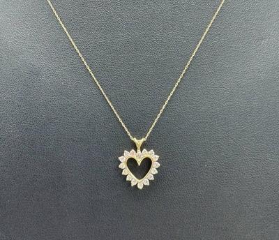 14 k gold chain heart diamond 20 in