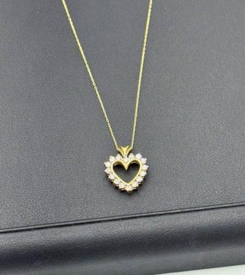 14 k gold chain heart diamond 20 in