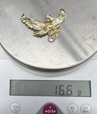 14 k gold eagle pendant
