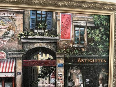 LOT 81L: Framed Mark St. John Print - Paris Cafe Street Scene