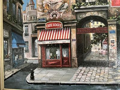 LOT 81L: Framed Mark St. John Print - Paris Cafe Street Scene