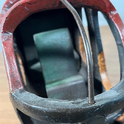 LOT 82L: Vintage Wood and Metal Helicopter Folk Art with Movable Blades / Rotors