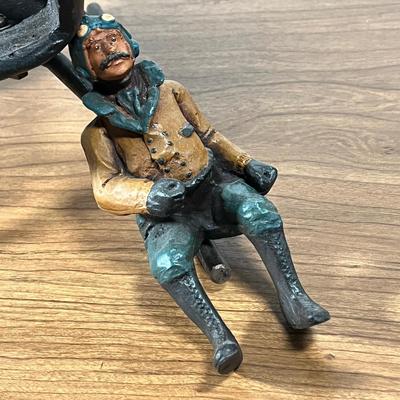 LOT 82L: Vintage Wood and Metal Helicopter Folk Art with Movable Blades / Rotors