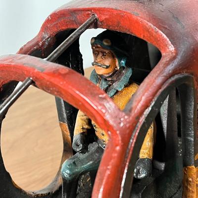 LOT 82L: Vintage Wood and Metal Helicopter Folk Art with Movable Blades / Rotors