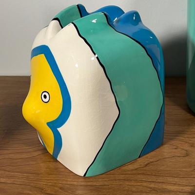 LOT 88L: Nautical Fish-Themed Home Decor Collection - Bathroom Set, Candles, Mobile, Lamp