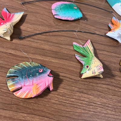 LOT 88L: Nautical Fish-Themed Home Decor Collection - Bathroom Set, Candles, Mobile, Lamp