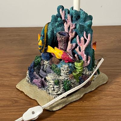 LOT 88L: Nautical Fish-Themed Home Decor Collection - Bathroom Set, Candles, Mobile, Lamp