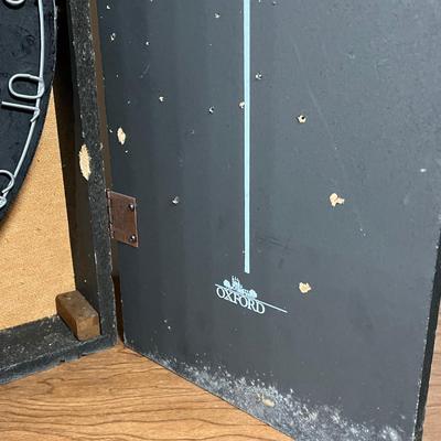 LOT 89L: British Made Tournament Dart Board in Oxford "Cheers" Cabinet