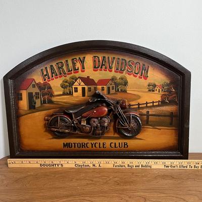 LOT 93L: Harley Davidson Motorcycle Wooden Plaque