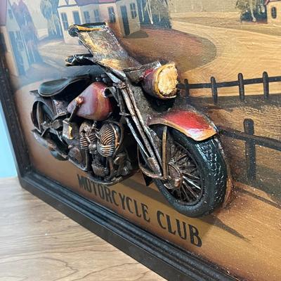 LOT 93L: Harley Davidson Motorcycle Wooden Plaque