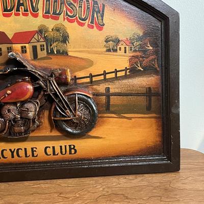 LOT 93L: Harley Davidson Motorcycle Wooden Plaque