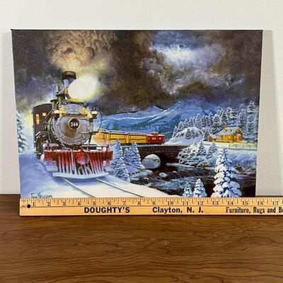 LOT 96L: Christmas Decor - Heavy Duty Heirloom Iron Christmas Tree Stand, Topiaries, Light-Up Pictures