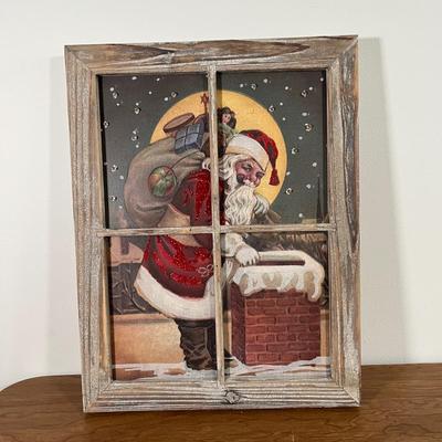 LOT 96L: Christmas Decor - Heavy Duty Heirloom Iron Christmas Tree Stand, Topiaries, Light-Up Pictures