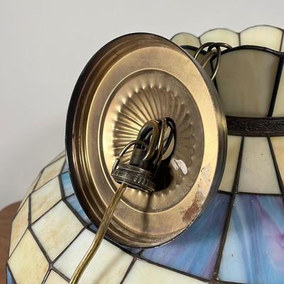 LOT 97L: Large Vintage Floral Tiffany Glass Style Hanging Light