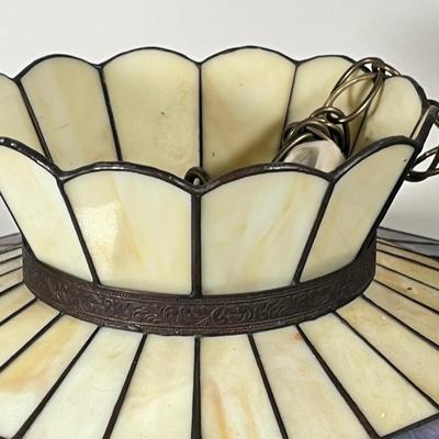 LOT 97L: Large Vintage Floral Tiffany Glass Style Hanging Light