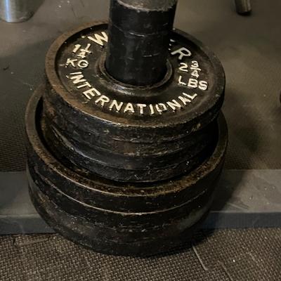 LOT 101W: Weightlifting Lot - Weight Plates, Rack, Bars - More Than 300 Pounds of Weight