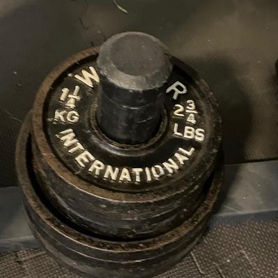 LOT 101W: Weightlifting Lot - Weight Plates, Rack, Bars - More Than 300 Pounds of Weight