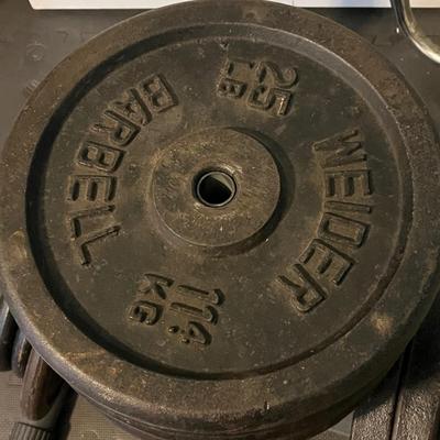 LOT 101W: Weightlifting Lot - Weight Plates, Rack, Bars - More Than 300 Pounds of Weight