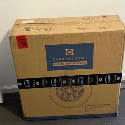 LOT 105W: Chanfok Home Low Profile Ceiling Fan and Light New in Box