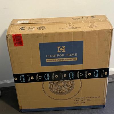 LOT 105W: Chanfok Home Low Profile Ceiling Fan and Light New in Box