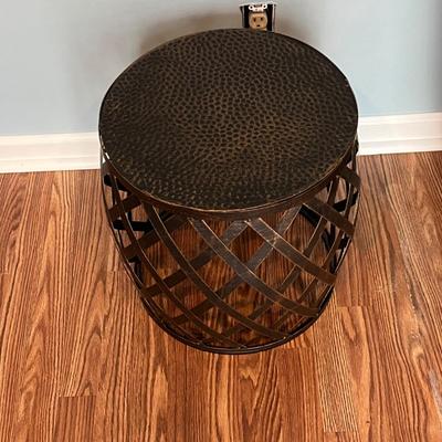 LOT 115M: Two Swivel / Rolling Club Chairs + Metal Accent Table