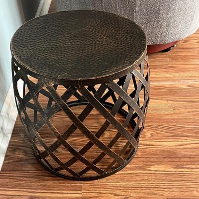 LOT 115M: Two Swivel / Rolling Club Chairs + Metal Accent Table