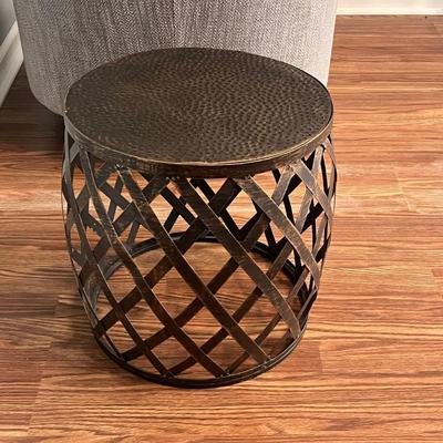 LOT 115M: Two Swivel / Rolling Club Chairs + Metal Accent Table