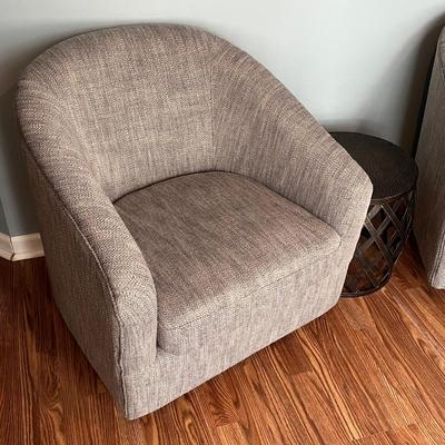 LOT 115M: Two Swivel / Rolling Club Chairs + Metal Accent Table