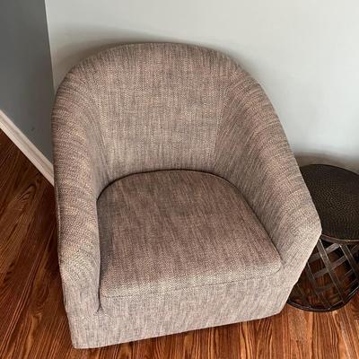 LOT 115M: Two Swivel / Rolling Club Chairs + Metal Accent Table