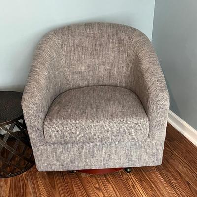 LOT 115M: Two Swivel / Rolling Club Chairs + Metal Accent Table