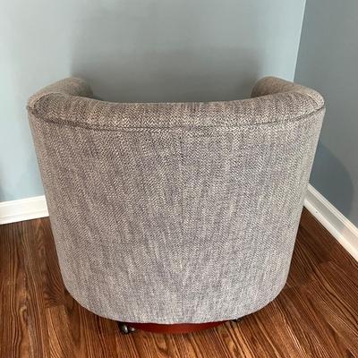 LOT 115M: Two Swivel / Rolling Club Chairs + Metal Accent Table