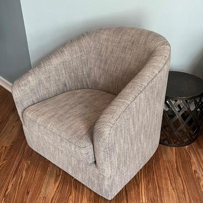 LOT 115M: Two Swivel / Rolling Club Chairs + Metal Accent Table