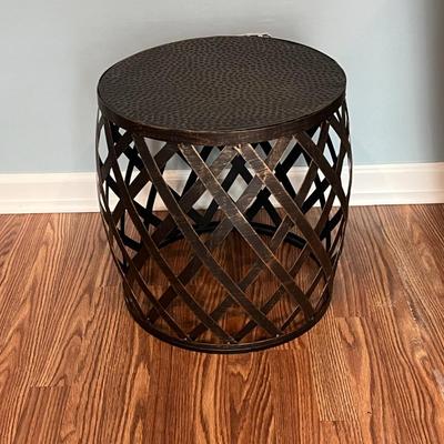 LOT 115M: Two Swivel / Rolling Club Chairs + Metal Accent Table