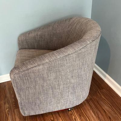 LOT 115M: Two Swivel / Rolling Club Chairs + Metal Accent Table