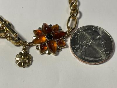 Vintage "Monet" Gold-tone Enameled Charm 7.5" Bracelet in VG Preowned Condition as Pictured. FREE DOMESTIC SHIPPING.
