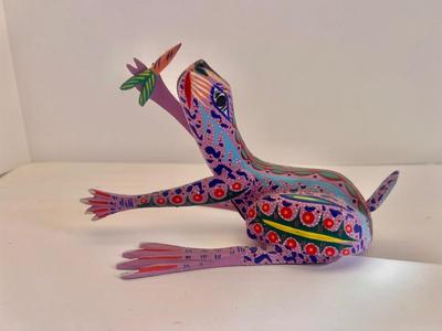 Oaxaca Wood Carving Seal with Fish Signed Inecencio Carrillo Signed by Artist