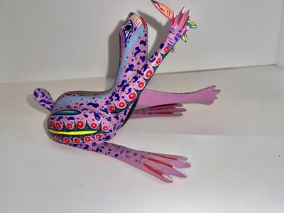 Oaxaca Wood Carving Seal with Fish Signed Inecencio Carrillo Signed by Artist