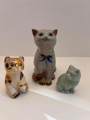 Lot of Three Vintage Ceramic Cat Figurines