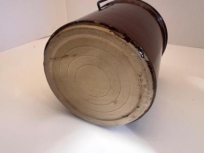 Vintage Brown Stoneware Cheese Crock Jar With spring lid preserves