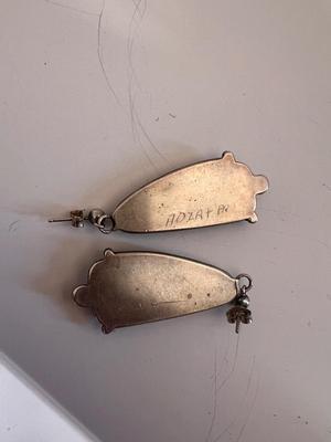 Navajo Dangle Earrings 925 Natural Turquoise Signed
