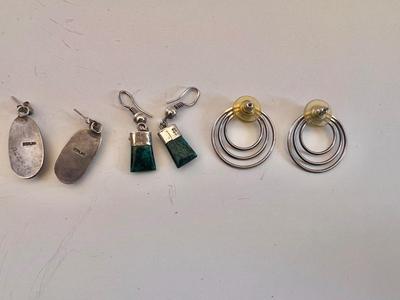 Lot of Three Vintage Handmade Sterling Earrings