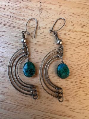 Sterling and Turquoise Vintage Artisan Earrings