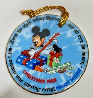 Vintage Ceramic Disney Christmas Ornaments 1988, 1989 and 1990