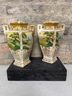 Antique Porcelain Hand painted vase pair