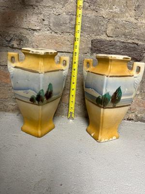 Antique Porcelain Hand painted vase pair