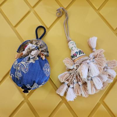 Lot of Handmade Needlepoint crafts mirror, Door hangers, Decorations, stocking boot,
