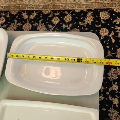 Corningware Lot Cornflower Platter, 2 Casseroles. 1 over dish